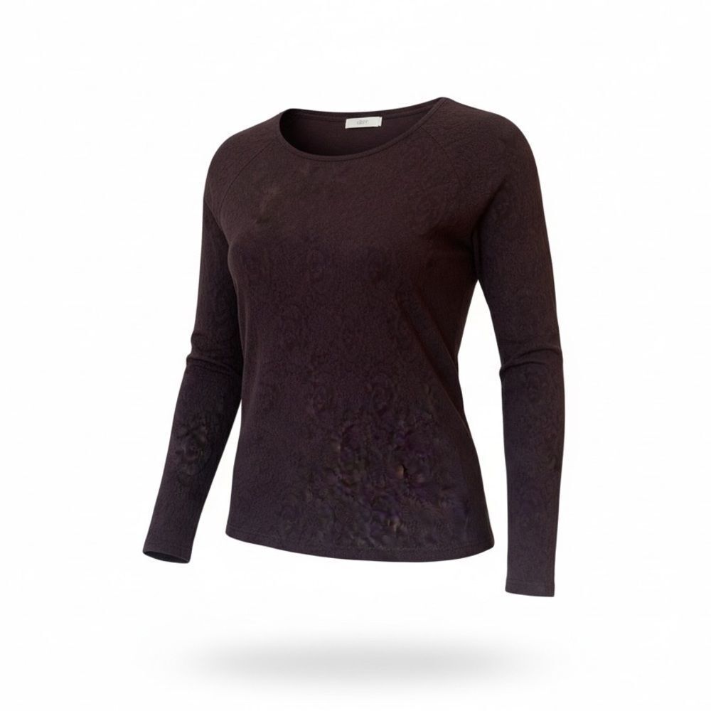 LOFT Cotton Blend Scoop Neck Lacey Semi Sheer Top‎